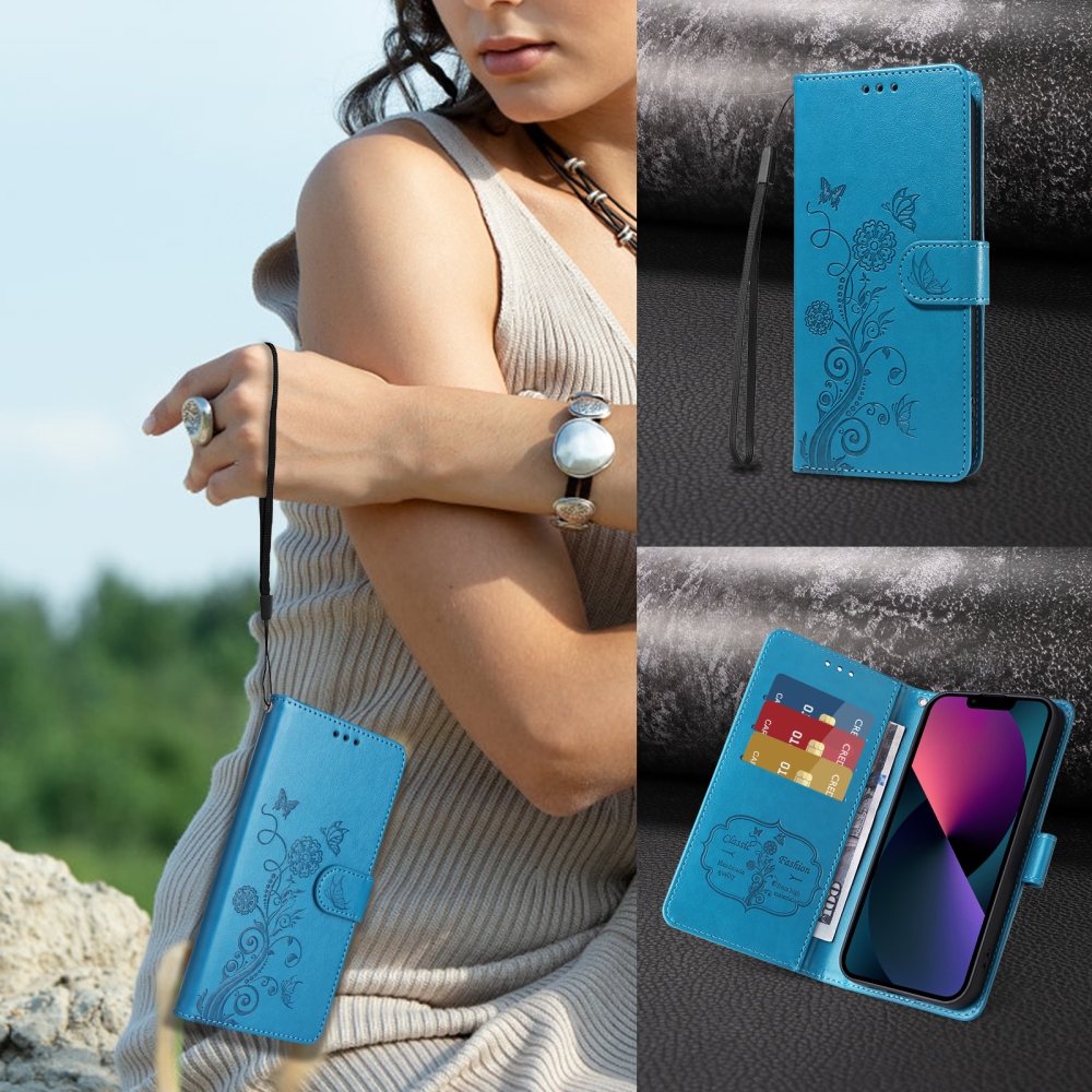 Virágos könyv tok a Xiaomi Poco F8 Ultra 5G számára - kék