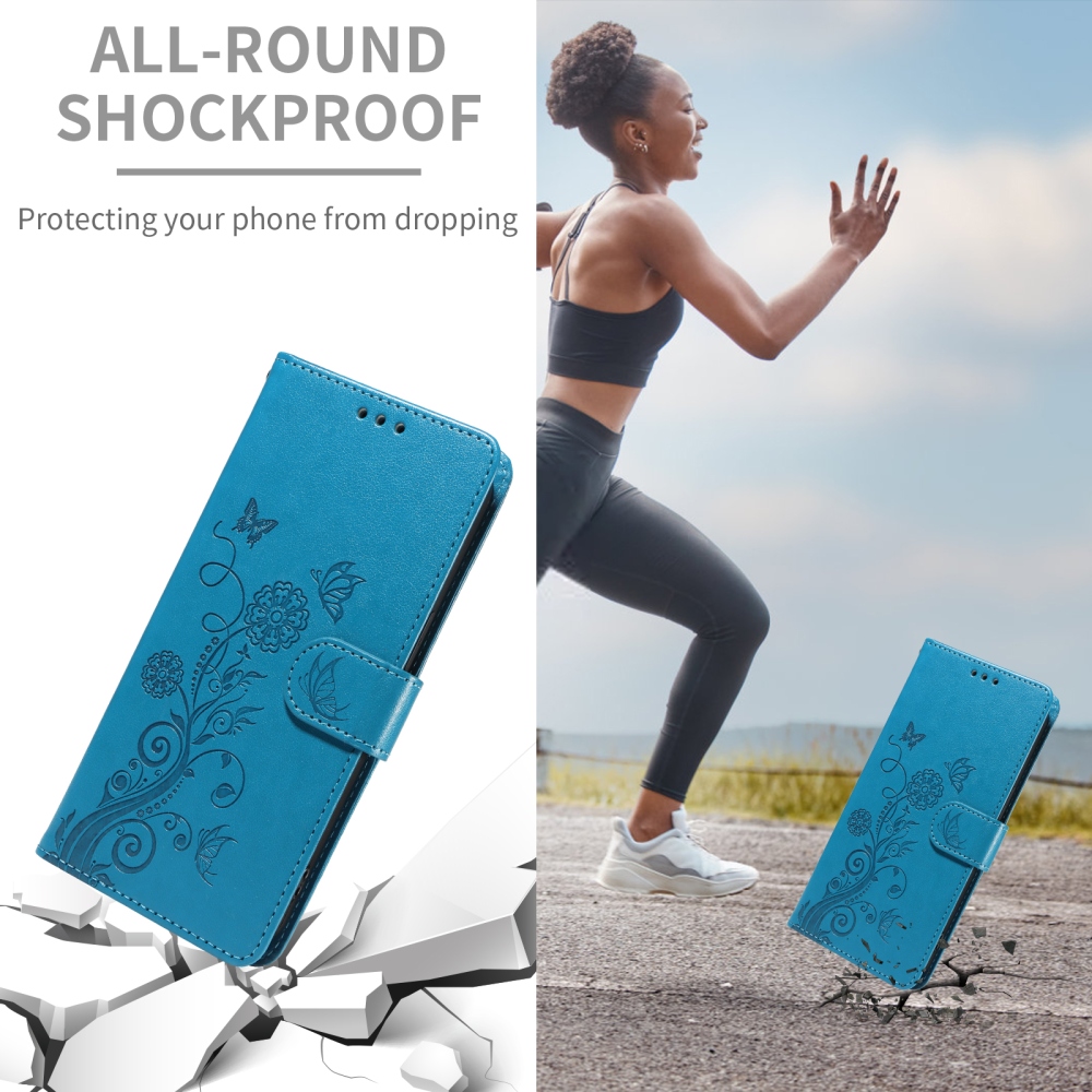 Virágos könyv tok a Xiaomi Poco F8 Ultra 5G számára - kék