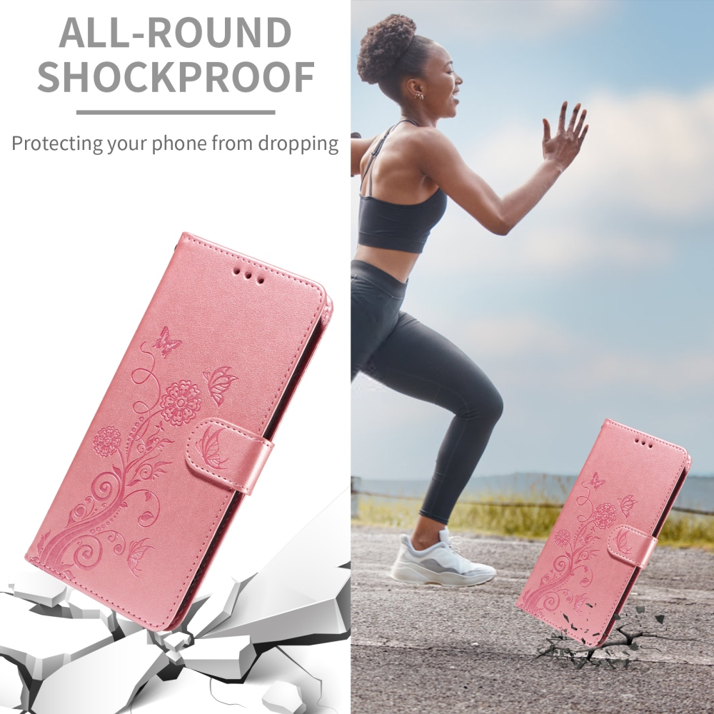 Virágos könyv tok a Xiaomi Poco F8 Ultra 5G-hez - rózsaszínű