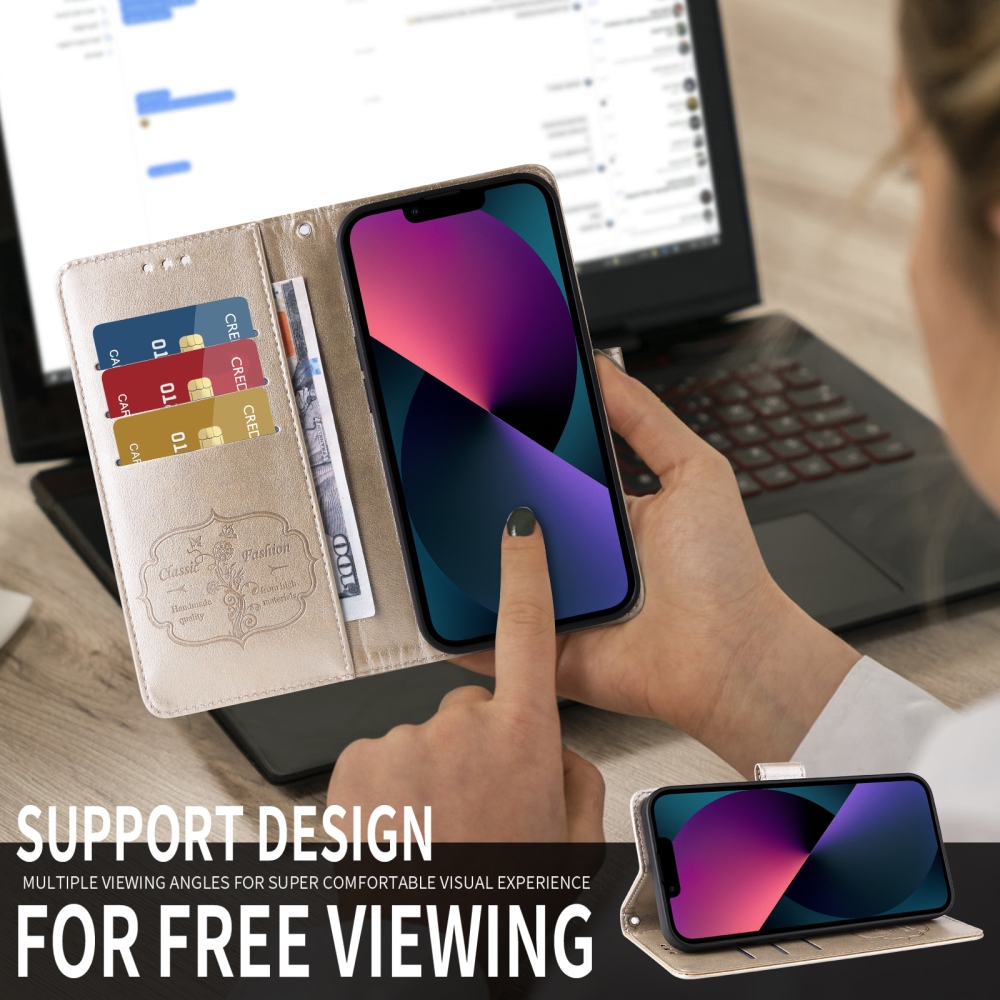 Virágos könyv tok a Xiaomi Poco F8 Ultra 5G-hez - arany színű