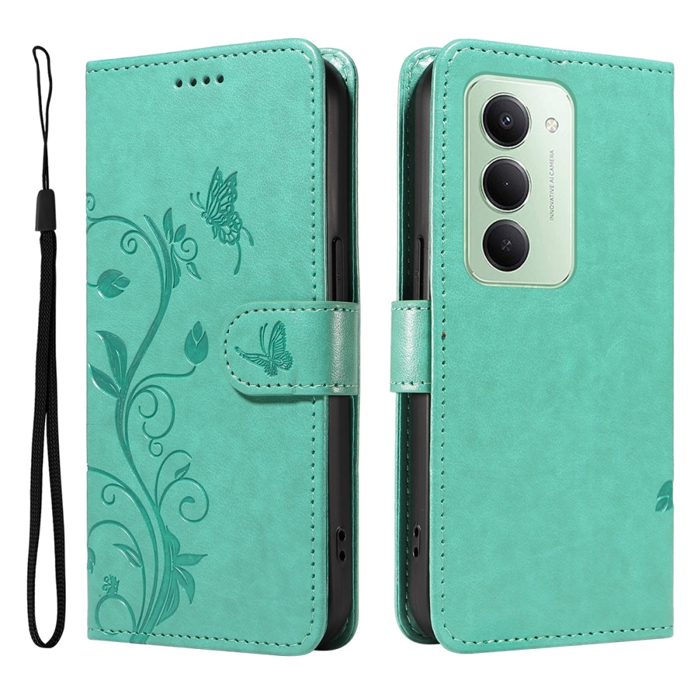 Virágos könyves tok Xiaomi Redmi 15 4G (171mm) - teáskék színben