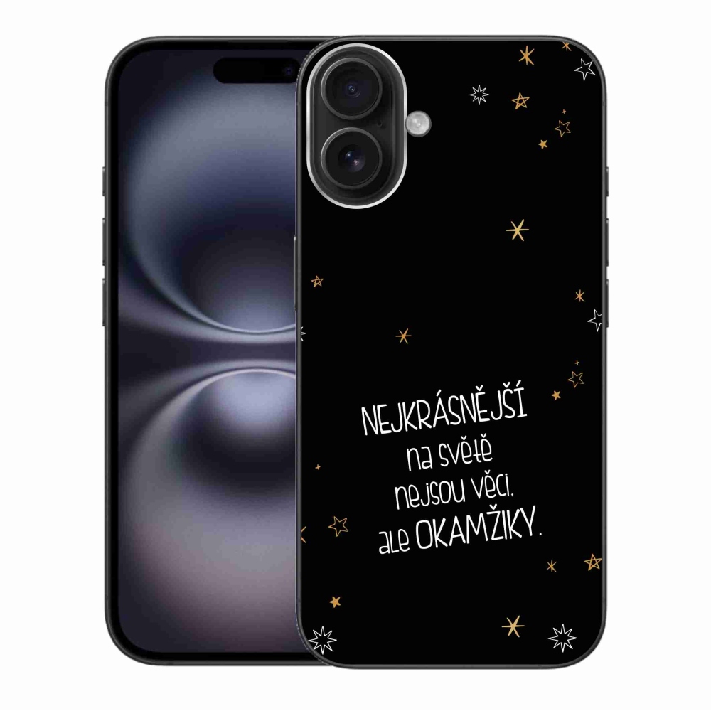 Gél borítás mmCase iPhone 16 Plus készülékhez - idézet 4 fekete háttér