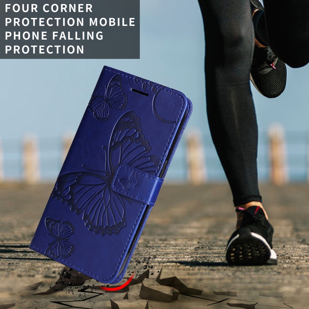 Nagy pillangó könyv tok a Xiaomi Poco F7 5G-hez - kék