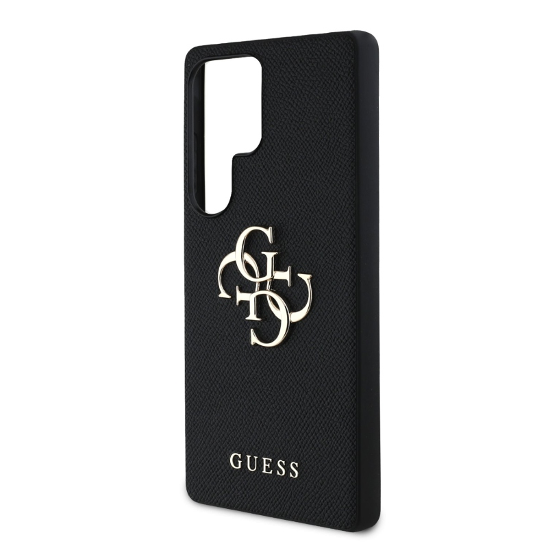 Guess PU szemcsés 4G fém logó hátlap Samsung Galaxy S25 Ultra fekete