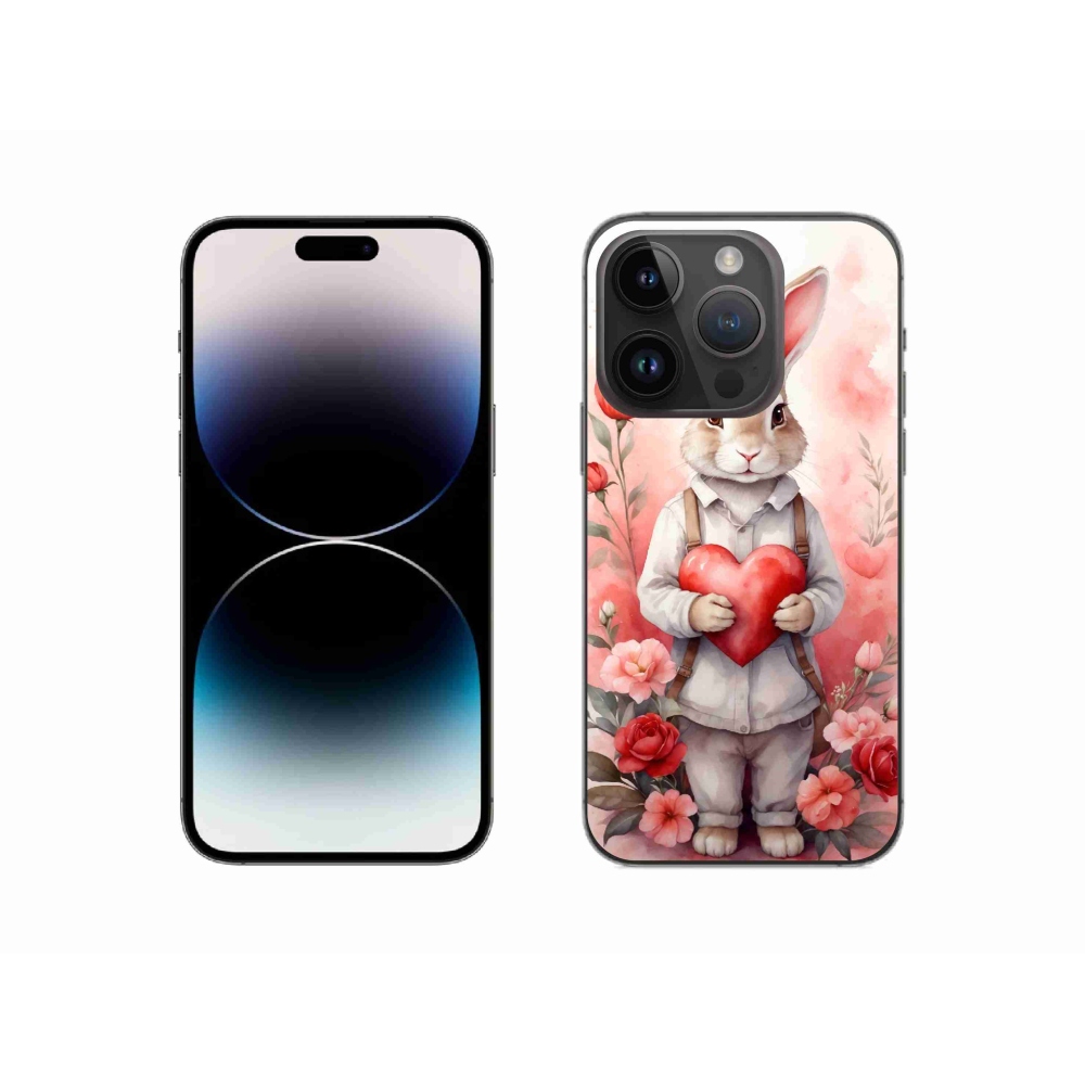 Zselés borítás mmCase iPhone 14 Pro készülékhez - nyúl szívvel
