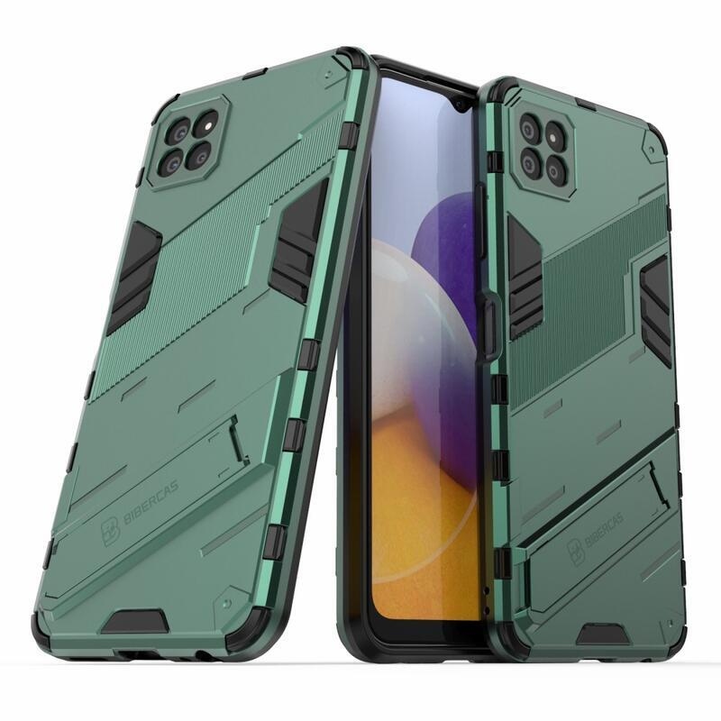 Összecsukható hibrid borítás összecsukható állvánnyal Samsung Galaxy A22 5G-hez - zöld