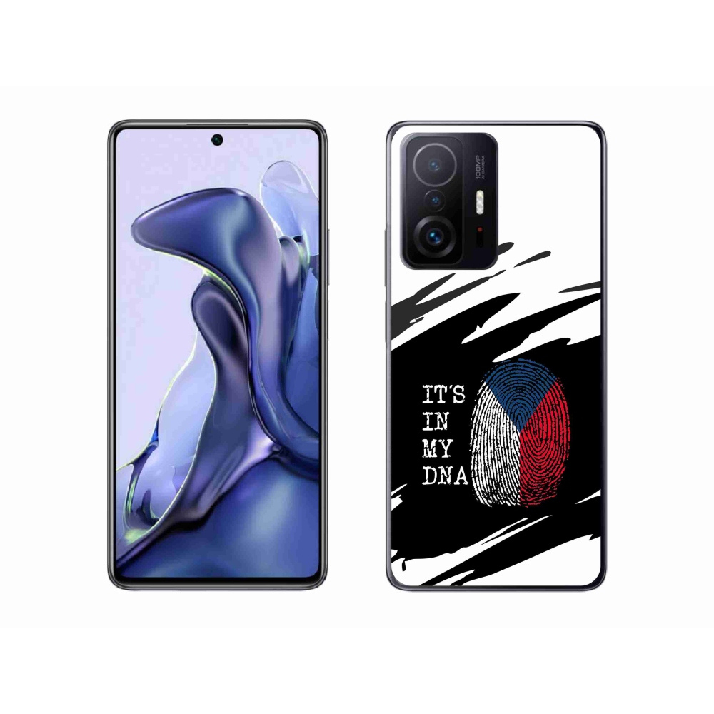 Gél borító mmCase a Xiaomi 11T - zászló ujjlenyomat fekete és fehér háttérrel