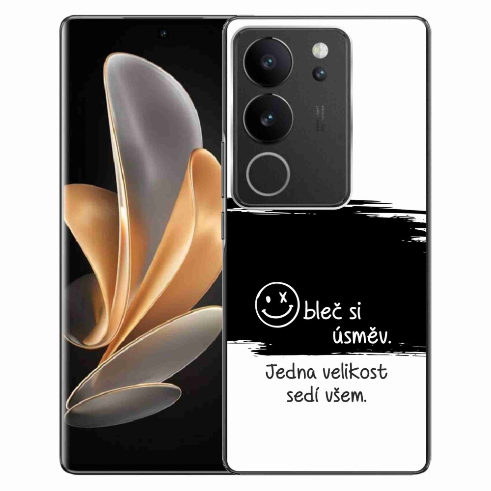 Gél borító mmCase a Vivo V29 5G-hez - vicces szöveg 8 fekete-fehér háttérrel