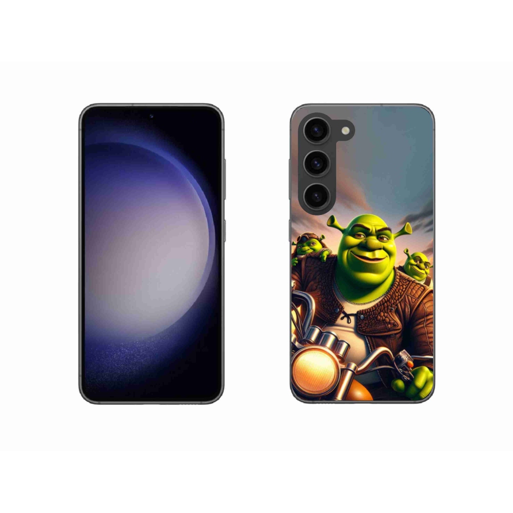 Zselés borítás mmCase Samsung Galaxy S23 5G - shrek egy motorkerékpárral