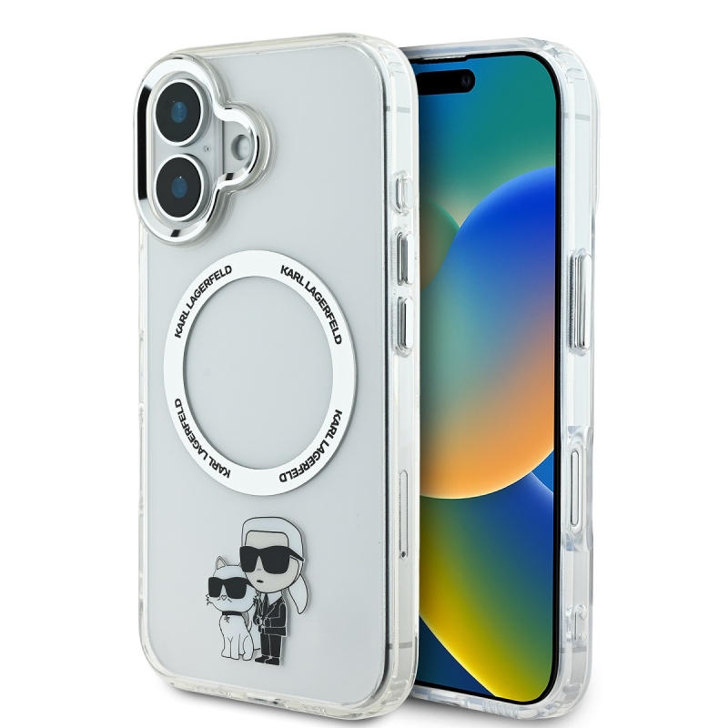 Karl Lagerfeld IML Karl és Choupette MagSafe MagSafe hátlap iPhone 16 Plus-hoz Átlátszó