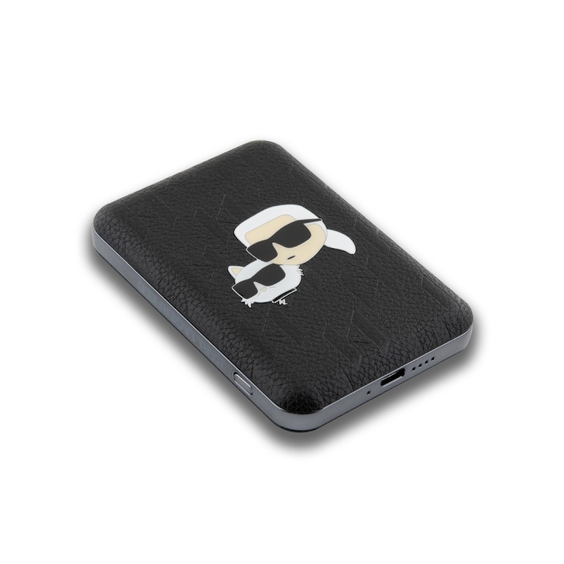 Karl Lagerfeld dombornyomott K&CH Heads MagSafe Powerbank 5000mAh Fekete