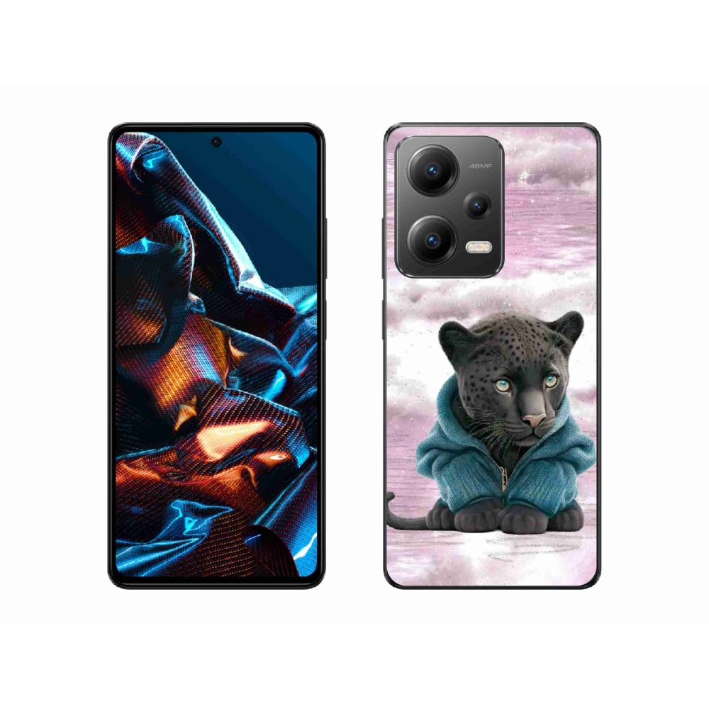 Gél borítás mmCase a Xiaomi Redmi Note 12 Pro 5G számára - fekete párduc pulóverben