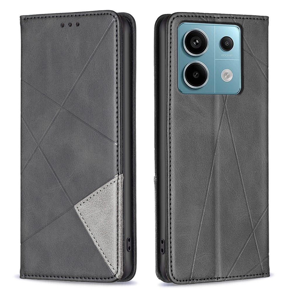 Háromszög alakú könyv tok Xiaomi Redmi Note 13 Pro 4G/Poco M6 Pro - fekete