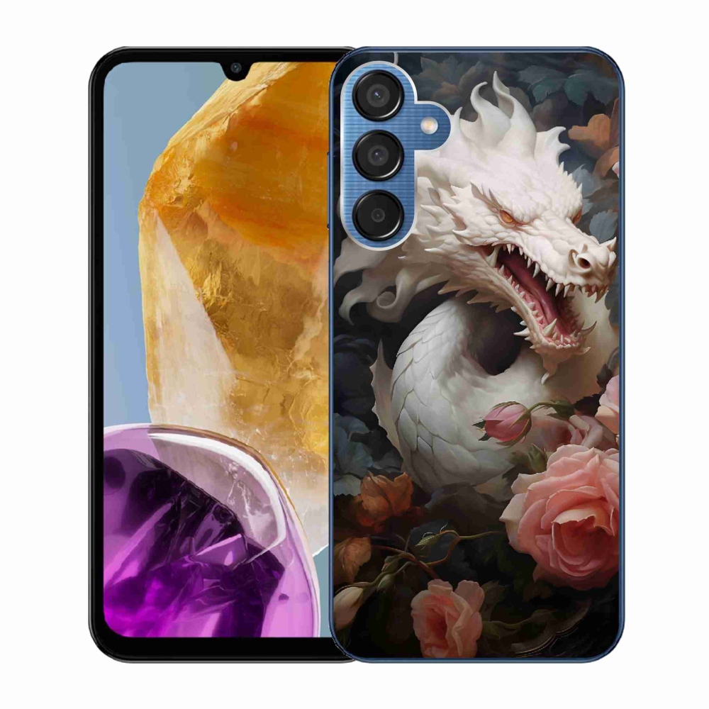Zselés borítás mmCase Samsung Galaxy M15 5G - fehér sárkányhoz