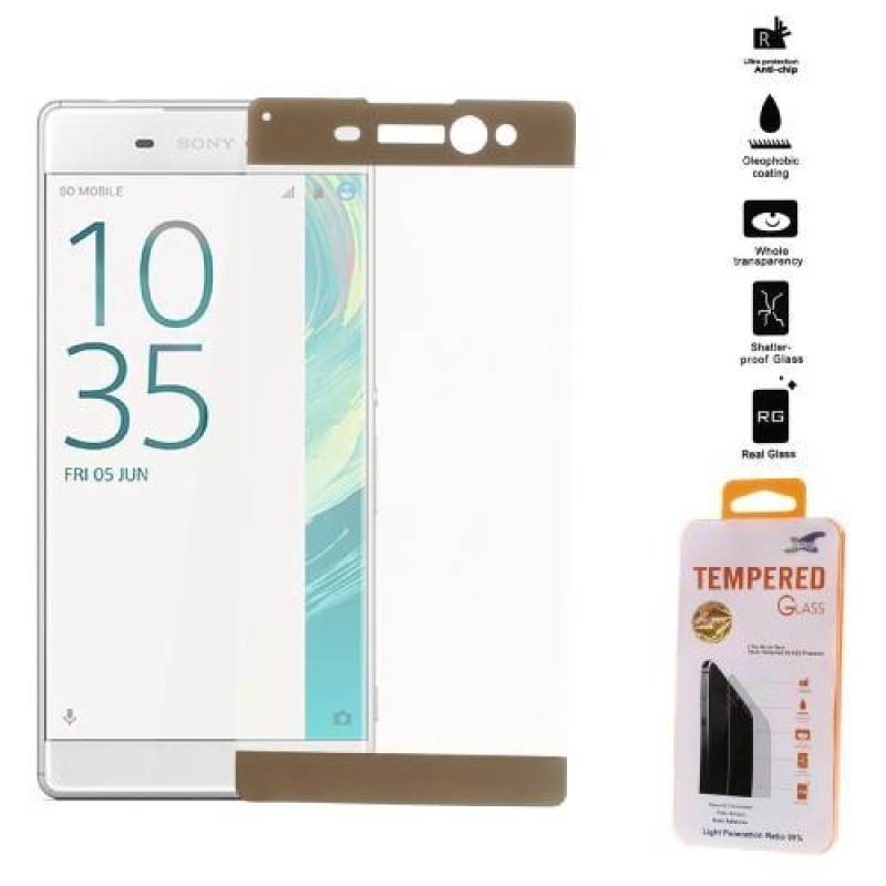 Teljes, teljes képernyős edzett üveg Sony Xperia XA Ultra - arany szegéllyel