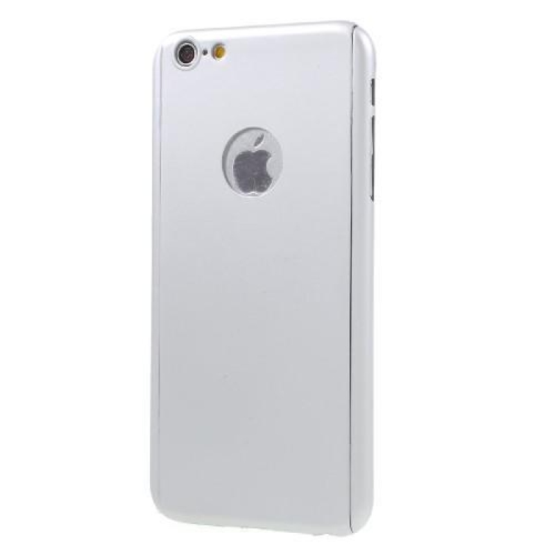 Teljes műanyag tok edzett üveggel iPhone 6s Plus és 6 Plus készülékhez - ezüst színű