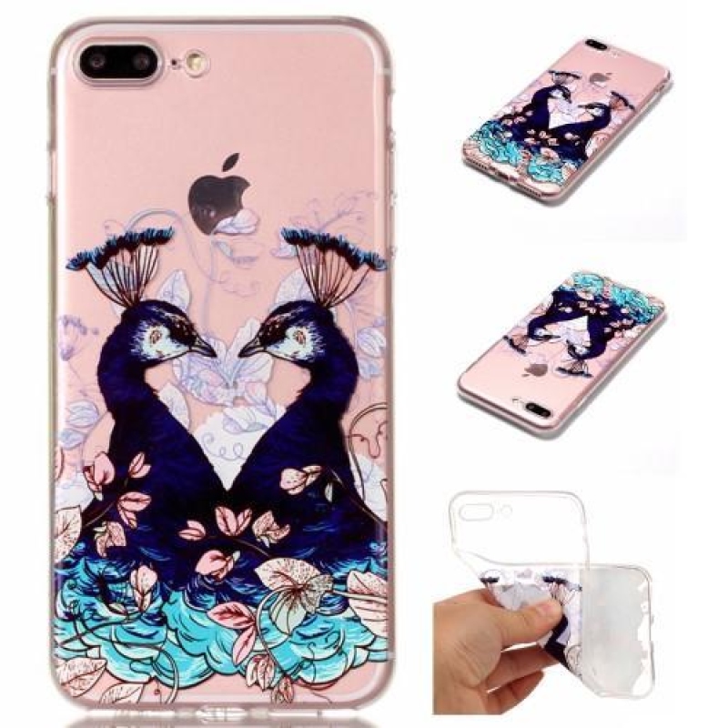 Vicces zselés tok iPhone 8 Plus és iPhone 7 Plus készülékhez - pávák