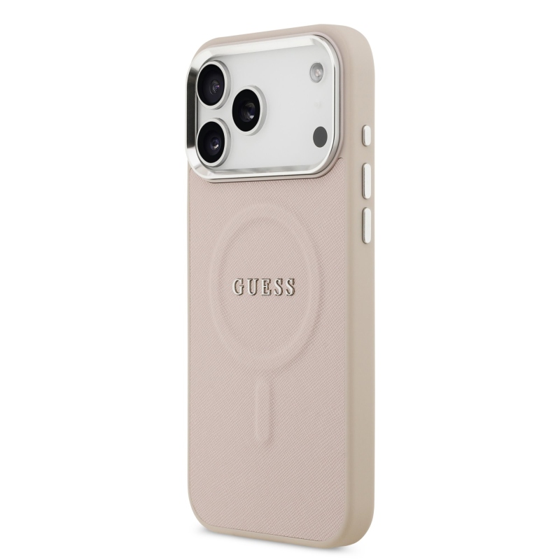 Guess PU Saffiano MagSafe MagSafe hátlap iPhone 17 Pro rózsaszínhez