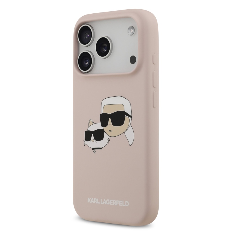 Karl Lagerfeld folyékony szilikon duplafejű MagSafe hátlap iPhone 17 Pro rózsaszínű iPhone 17 Pro számára