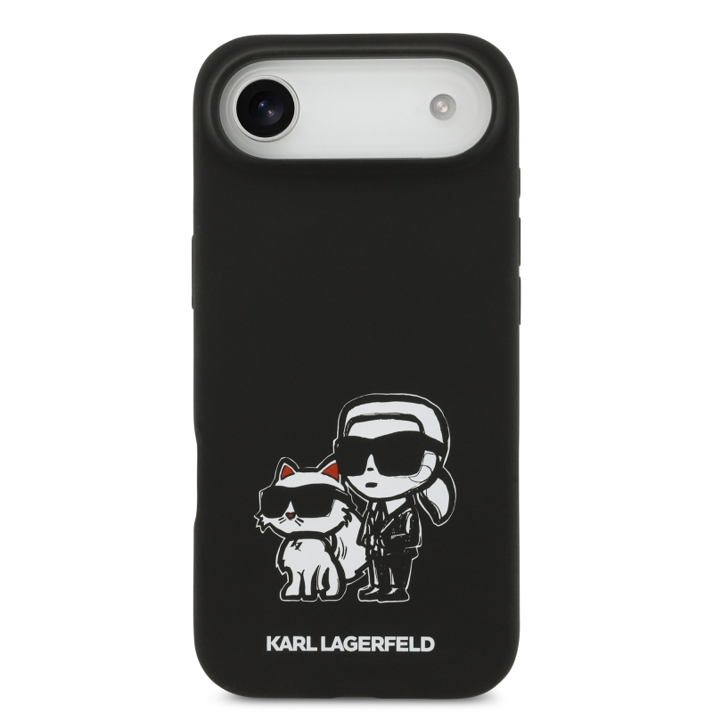 Karl Lagerfeld folyékony szilikon K&CH Sketch MagSafe hátlap iPhone 17 Airhez Fekete