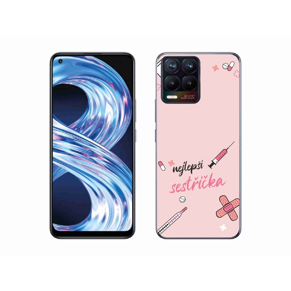 Gél borító mmCase a Realme 8 4G-n - a legjobb kishúg rózsaszín háttérrel
