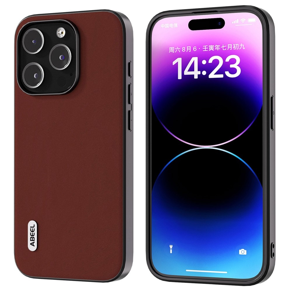 ABEEL zselés tok kemény hátlappal iPhone 15 Pro Max készülékhez - kávé