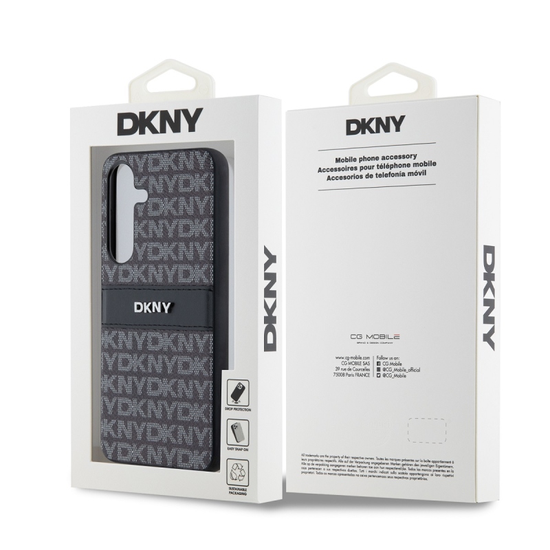 DKNY PC/TPU ismétlődő mintás tonális csíkos hátlap a Samsung S24-hez Fekete