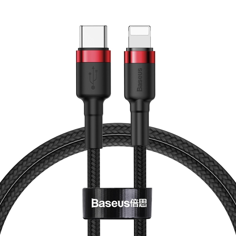 Baseus Cafule adatkábel USB-C - világítás 20W 1m piros/fekete