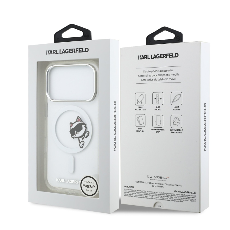Karl Lagerfeld IML Choupette Peekaboo Peekaboo MagSafe hátlap iPhone 17 Pro-hoz Átlátszó