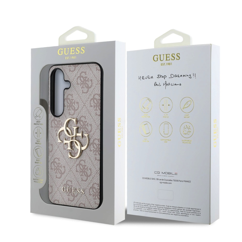 Guess PU 4G fém logó hátlap Samsung Galaxy S25 rózsaszín