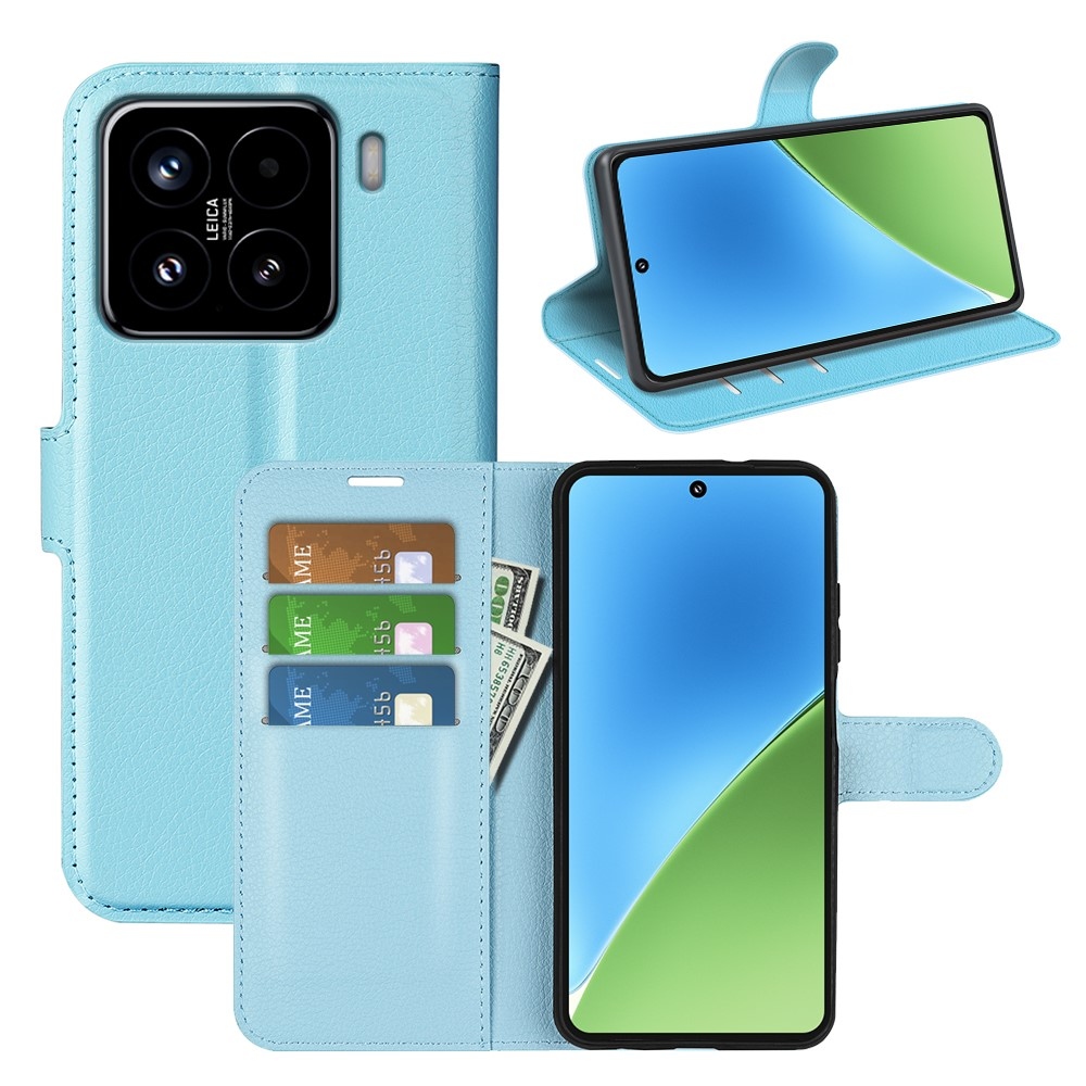 Litchi könyv tok a Xiaomi 15-öshöz - kék