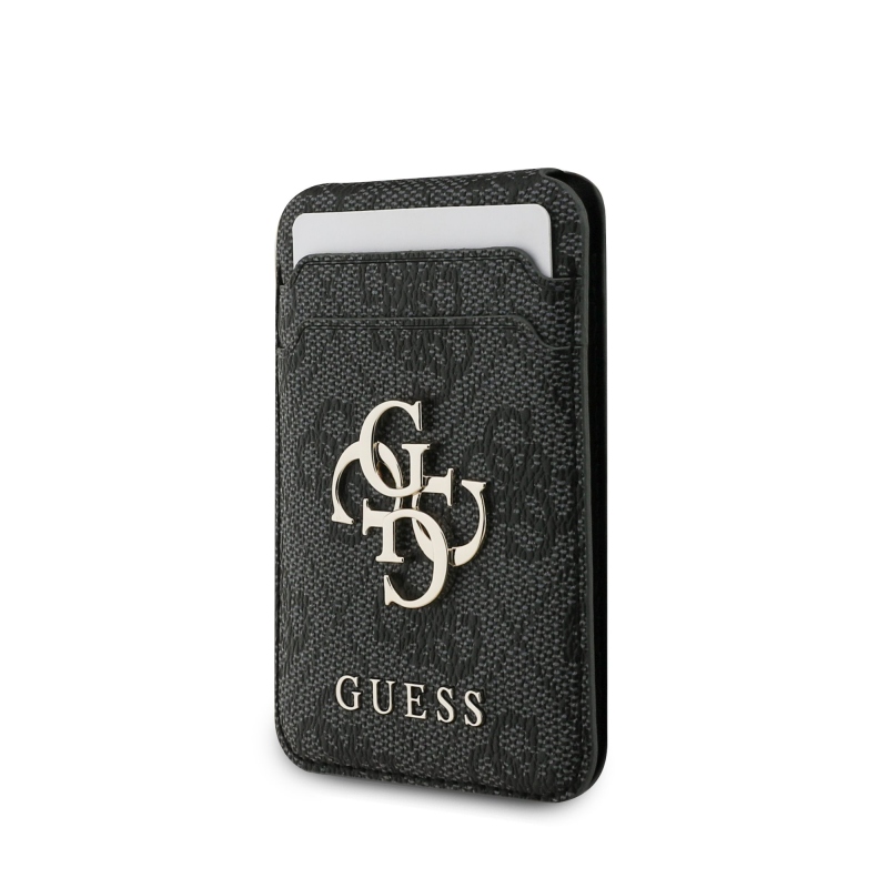 Guess 4G fém logós MagSafe Cardslot pénztárca állvánnyal Fekete