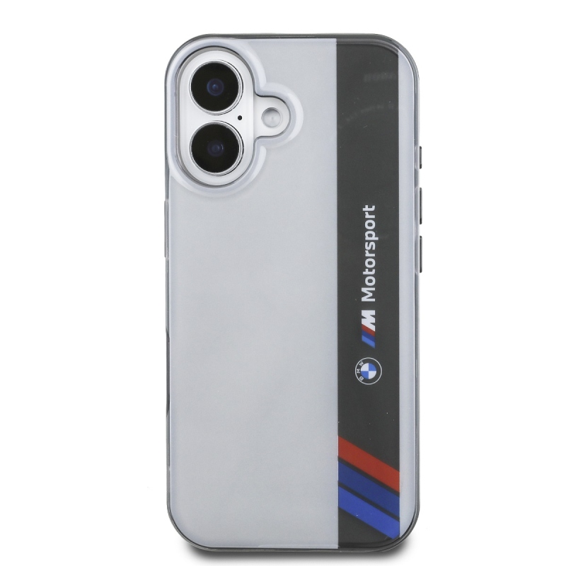 BMW IML Motorsport függőleges csíkos hátlap iPhone 16-hoz Szürke