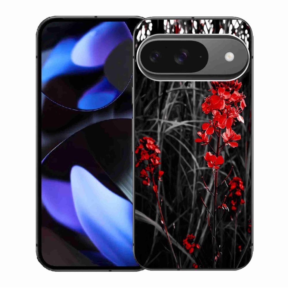 Gél borítás mmCase a Google Pixel 9/9 Pro számára - piros növény