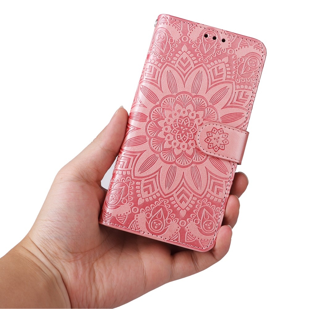 Napraforgó könyv tok Samsung Galaxy M55 5G - rózsaszínű
