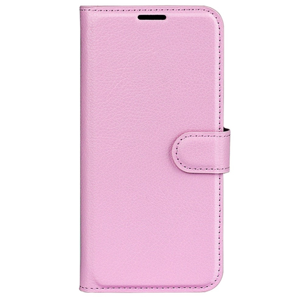 Litchi könyvtáska iPhone 16 Plus készülékhez - rózsaszín