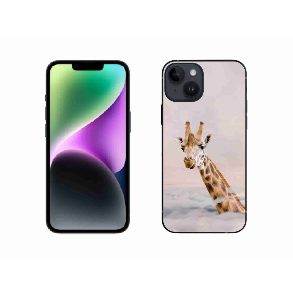 Zselés borítás mmCase iPhone 14 készülékhez - zsiráf a felhőkben
