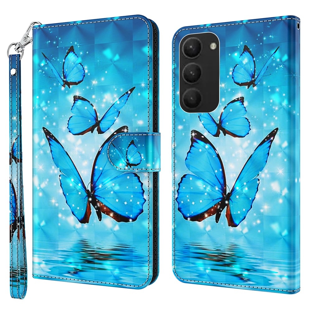 Nyomtatott könyv tok Samsung Galaxy S24+ készülékhez - kék pillangók