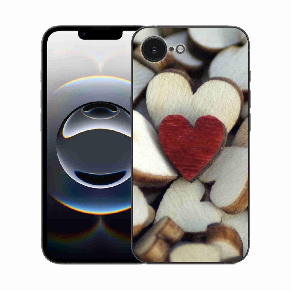 Zselés borítás mmCase iPhone 16e készülékhez - gravírozott piros szív