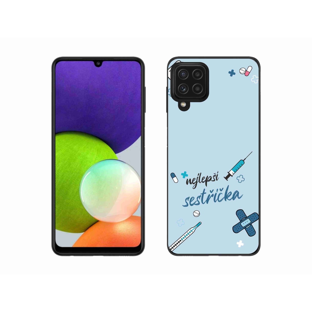 Gél borító mmCase Samsung Galaxy A22 4G - legjobb kishúg kék háttérrel