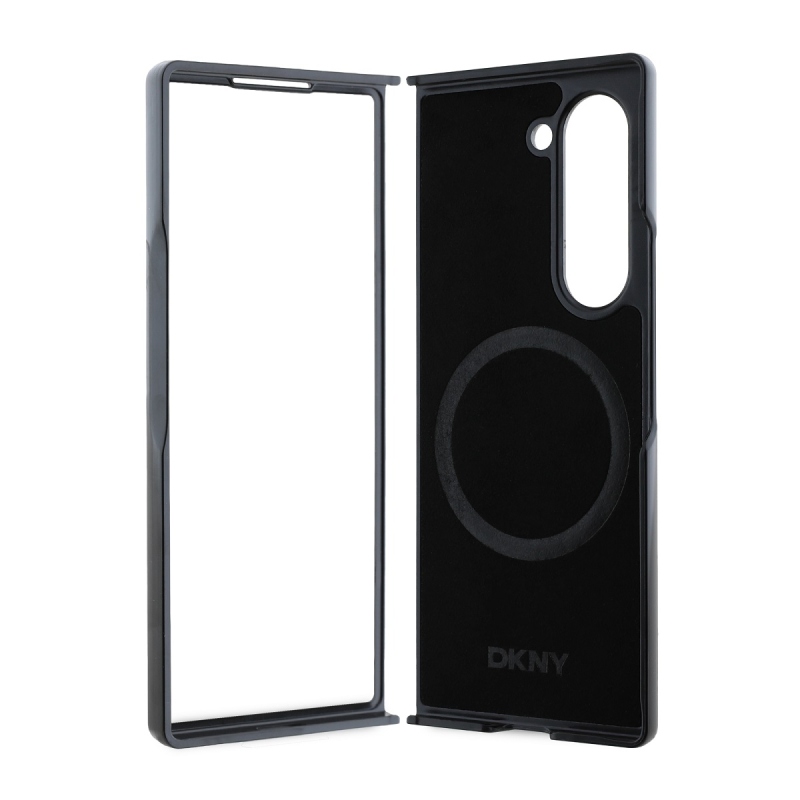 DKNY PU bőr Stack Logo MagSafe hátlap a Samsung Galaxy Z Fold 6-hoz Fekete fekete