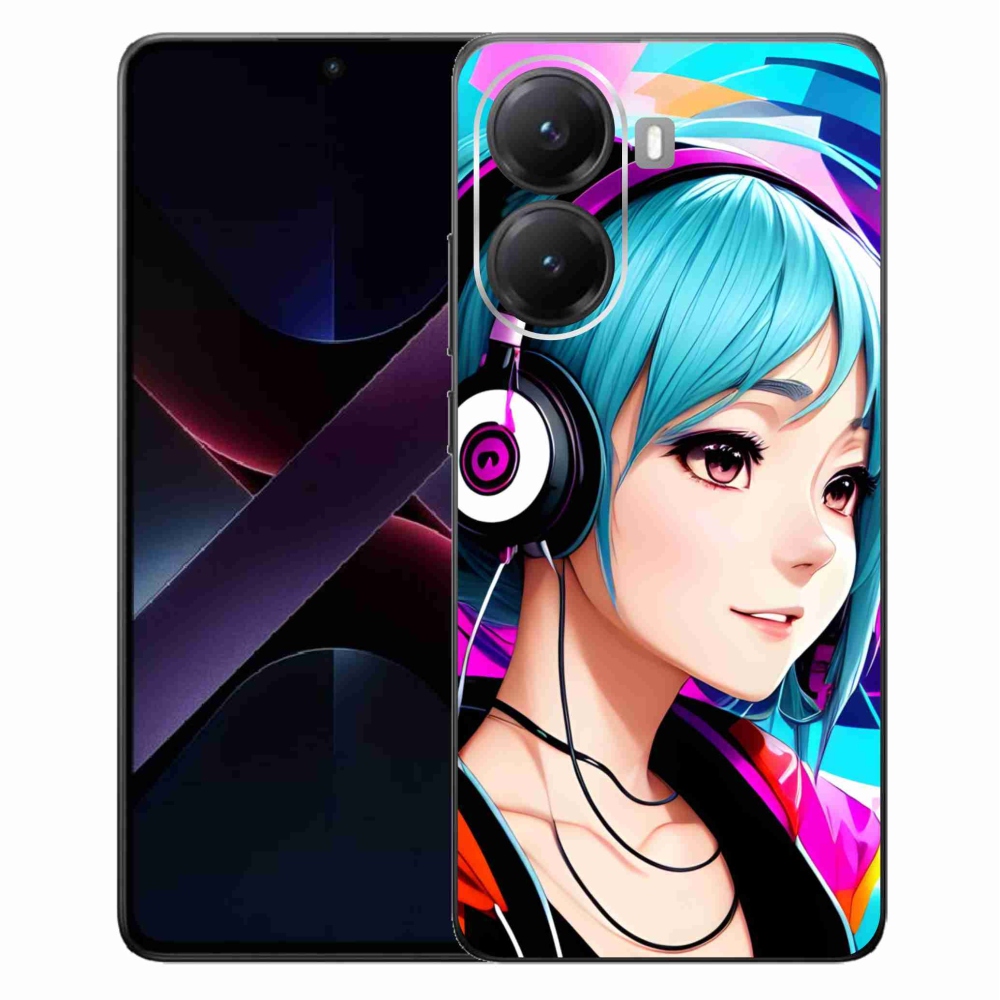Gél borítás mmCase a Xiaomi Poco X7 Pro 5G-hez - lány fejhallgatóval