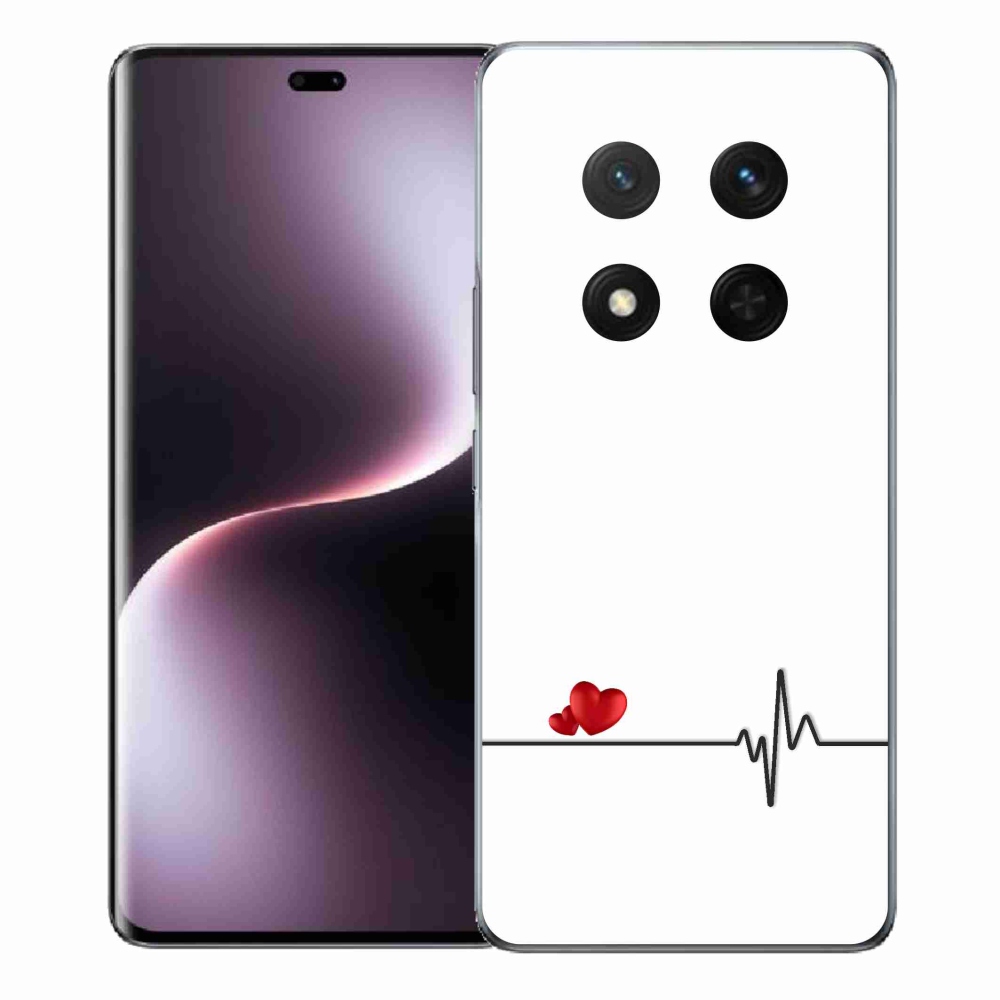 Gél borító mmCase a Honor Magic 7 Lite 5G készülékhez - szív és szívverés fehér háttérrel