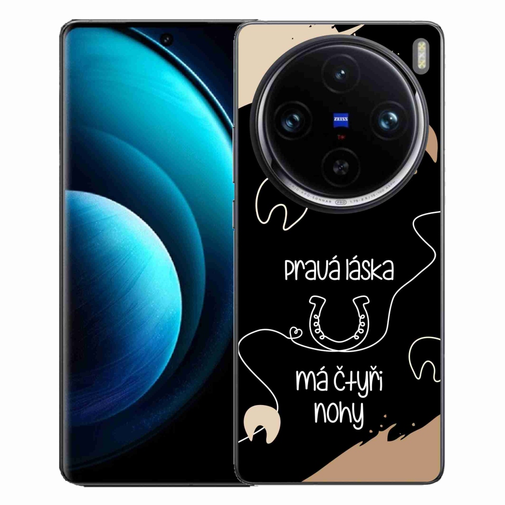Zselés borítás mmCase a Vivo X100 Pro 5G készülékhez - ló motívum fekete háttérrel