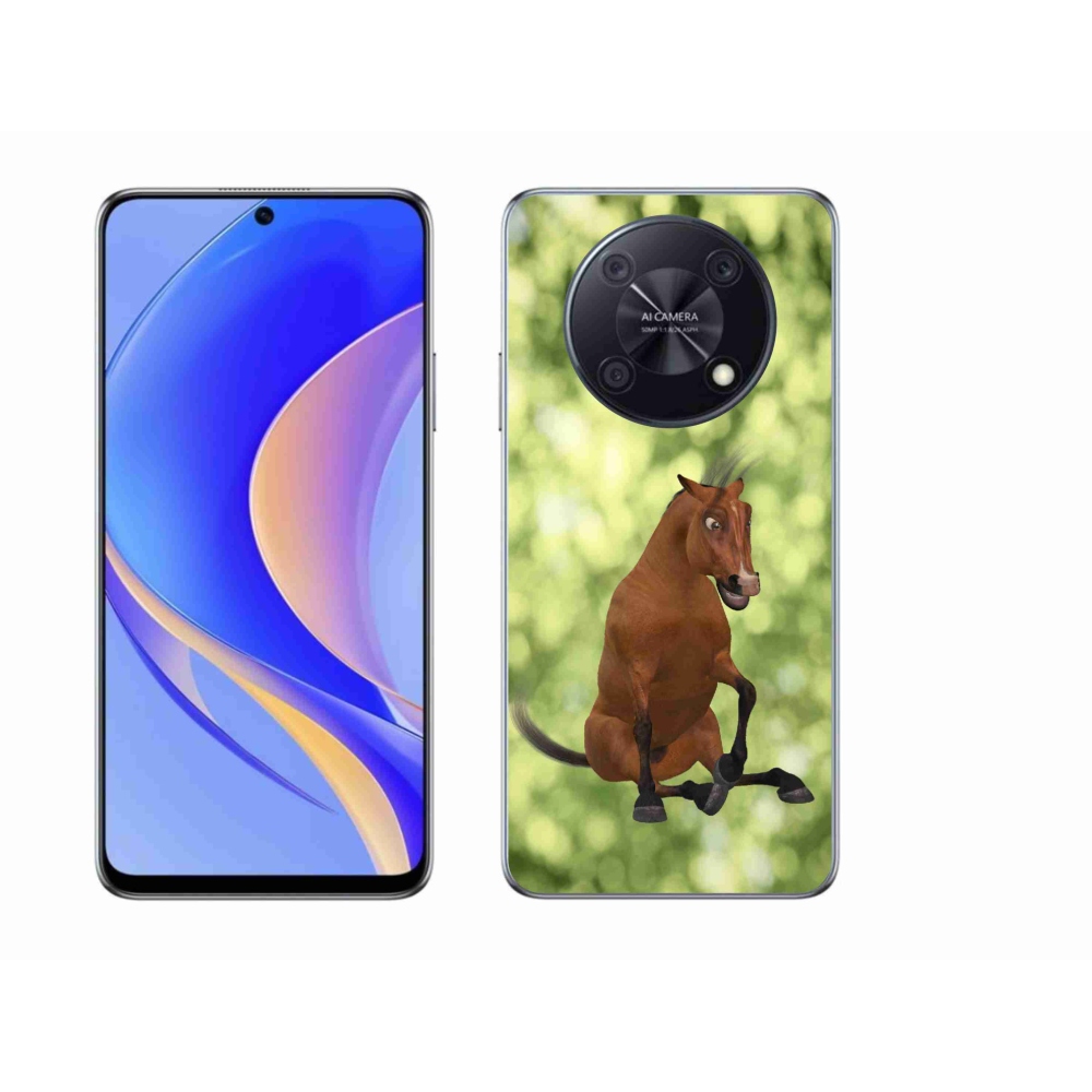Gél borítás mmCase a Huawei Nova Y90 készülékhez - barna rajzfilm ló 1