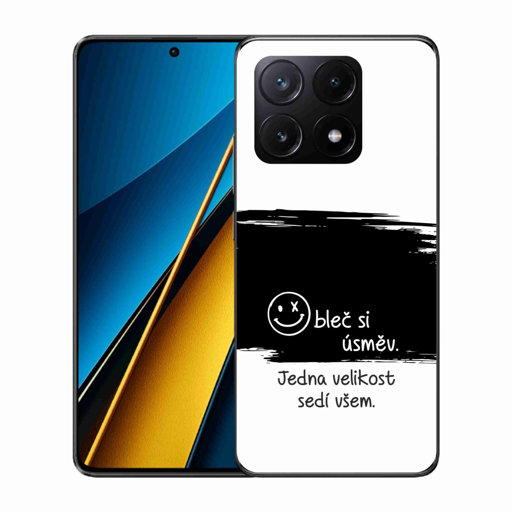 Gél borító mmCase a Xiaomi Poco X6 Pro 5G-hez - vicces szöveg 8 fekete és fehér háttérrel
