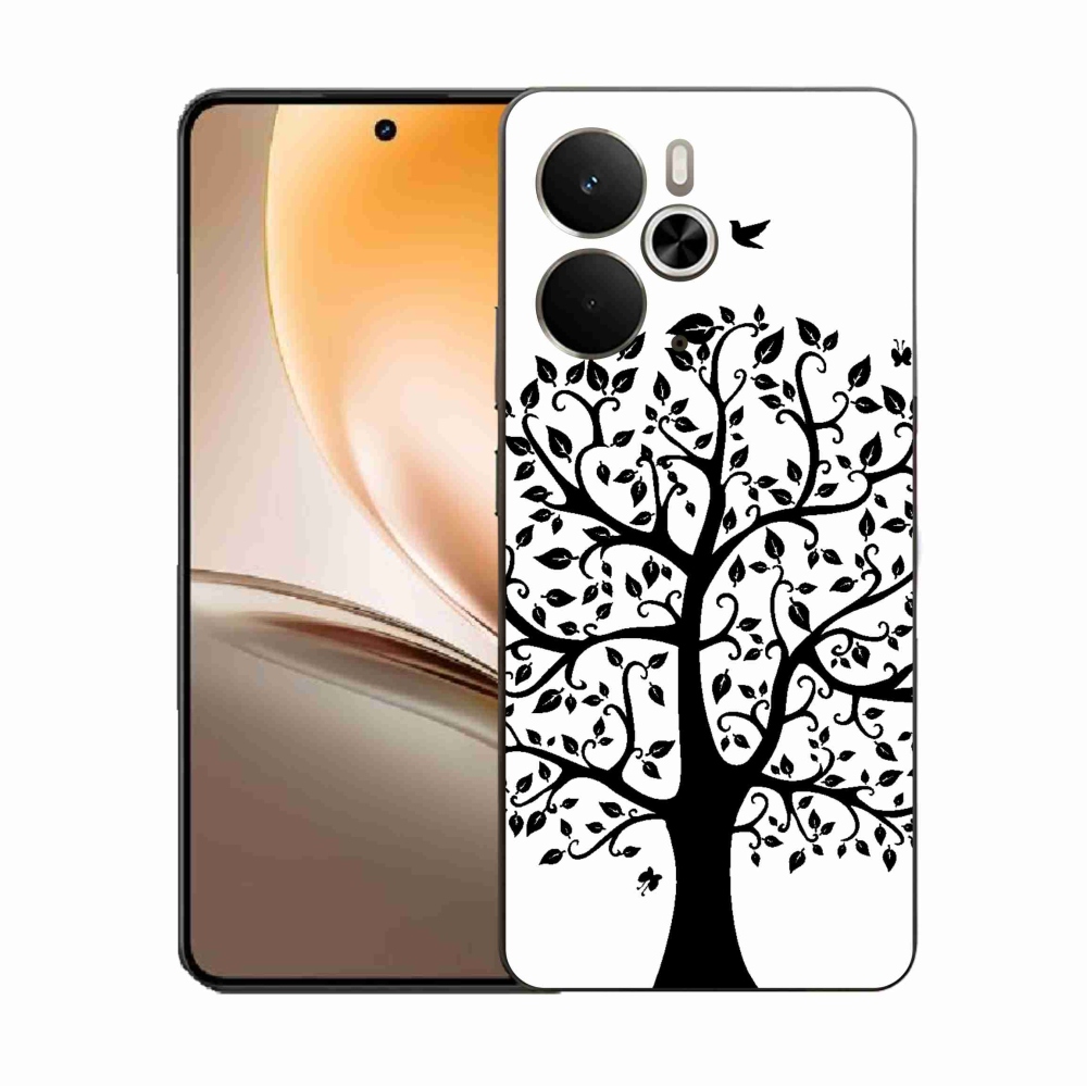 Zselés borítás mmCase a Realme 14 5G készülékhez - fekete-fehér fa