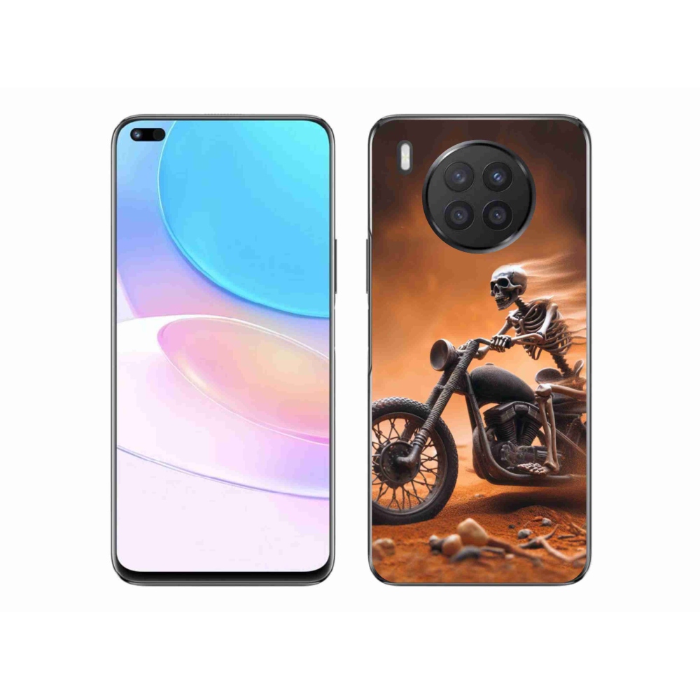 Gél borítás mmCase a Huawei Nova 8i számára - csontváz egy motorkerékpáron