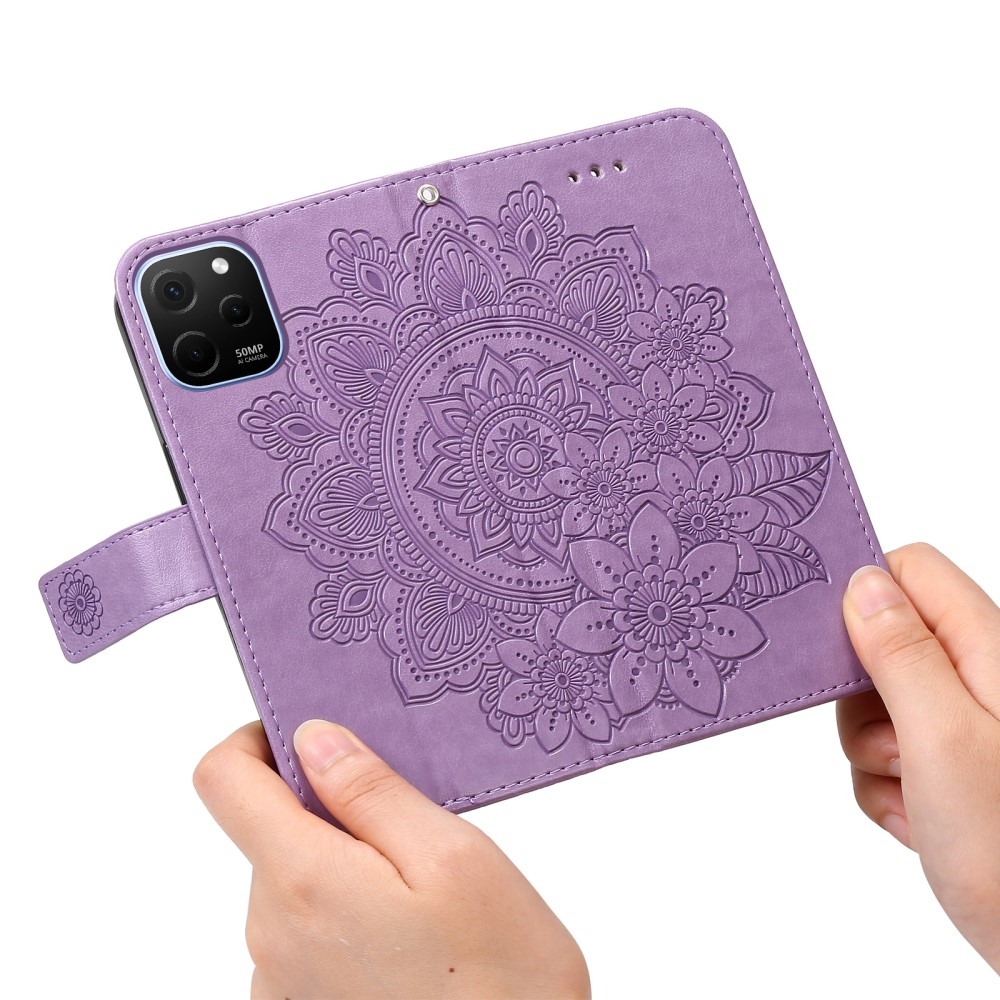 Mandala könyvtáska Huawei Nova Y61-hez - lila