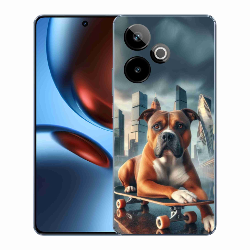 Rugalmas zselés tok mmCase képpel a Realme GT 7 5G/GT 7T 5G számára - kutya gördeszkán